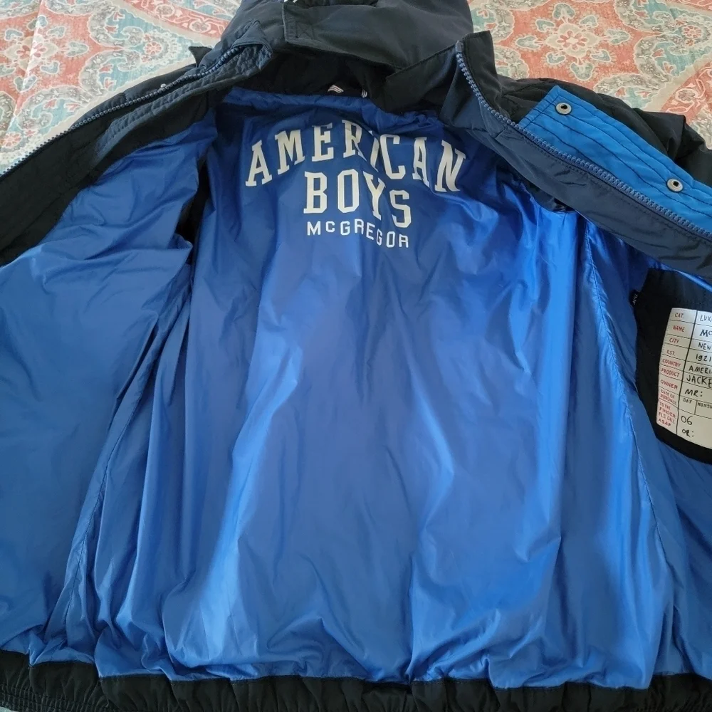 American Boys Mc Gregor Jemi Jacket Youth Sz 12 Blue Reversible Detachable Hoody